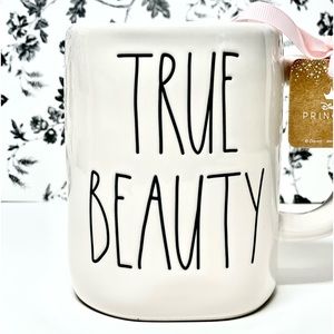 Rae Dunn TRUE BEAUTY Ceramic Mug with Magic Mirror Icon